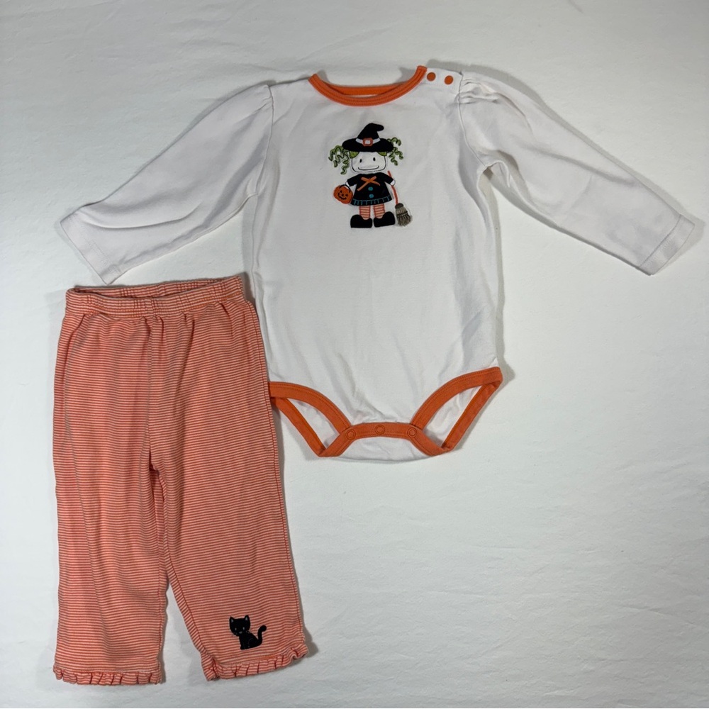 Carter's 18 Month White and Orange Witch and Black CatHalloween outfit